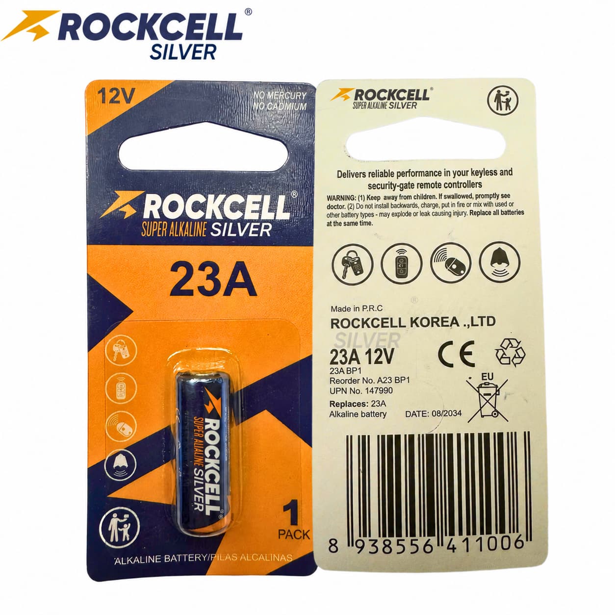 PIN ROCKCELL SILVER ALKALINE A23