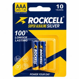Pin AAA ROCKCELL Super Alkaline Silver LR03 1.5V (Vỉ 2 Viên)